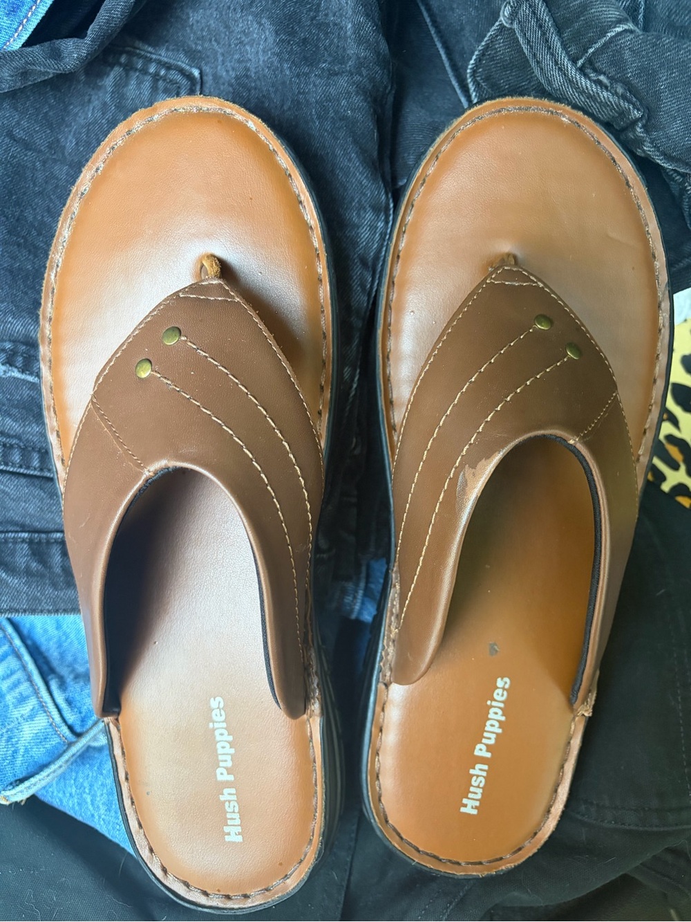 Hush Puppies Men’s Tan Brown Leather Slip-On Loafers